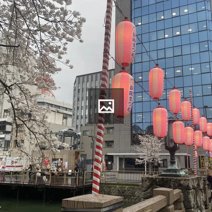 Riverbank Lanterns with Cherry Blossoms