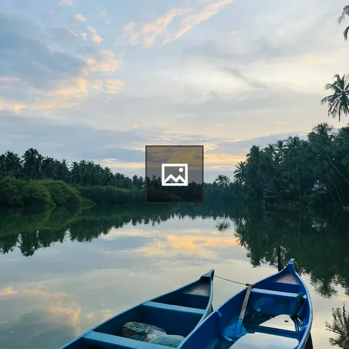 Two boats on a forest river