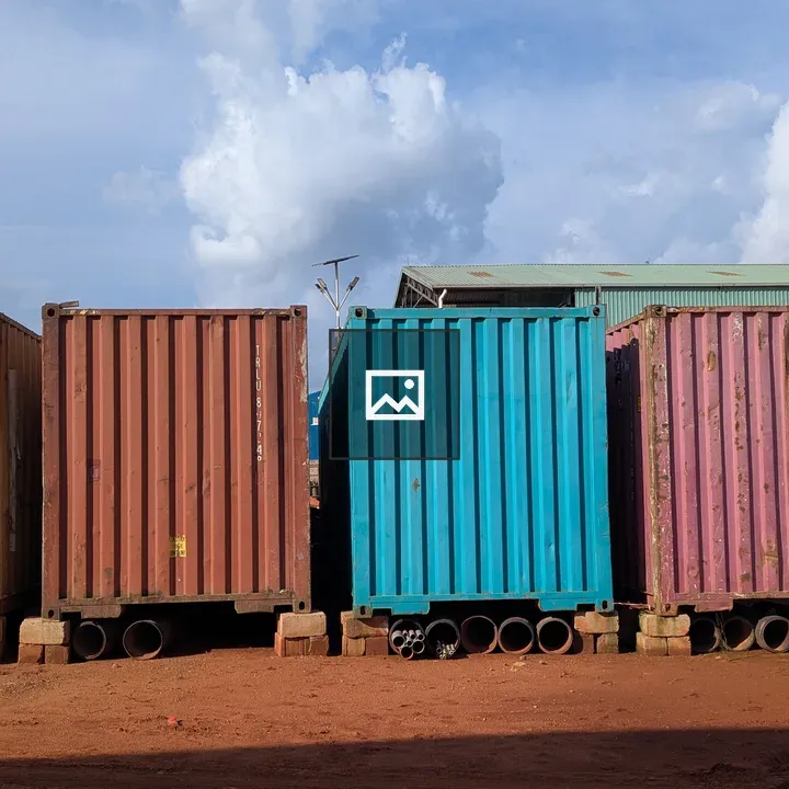 Row of colorful shipping containers