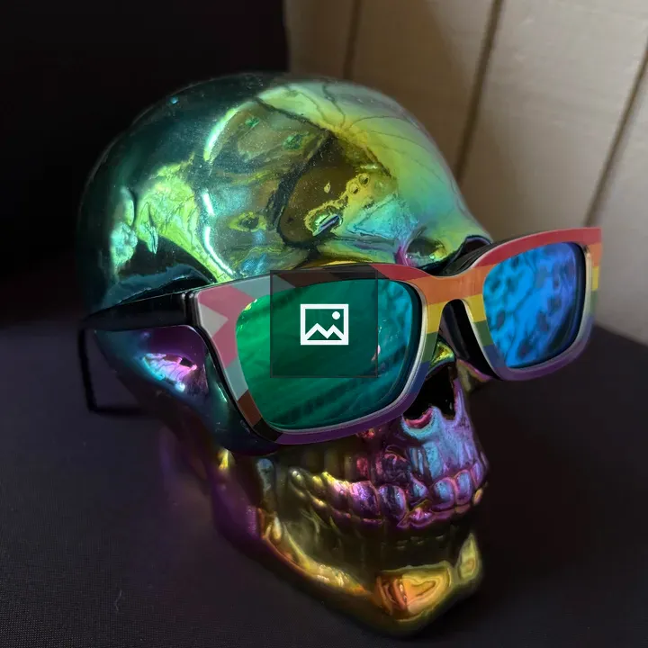 Iridescent mirrored skull sunglasses