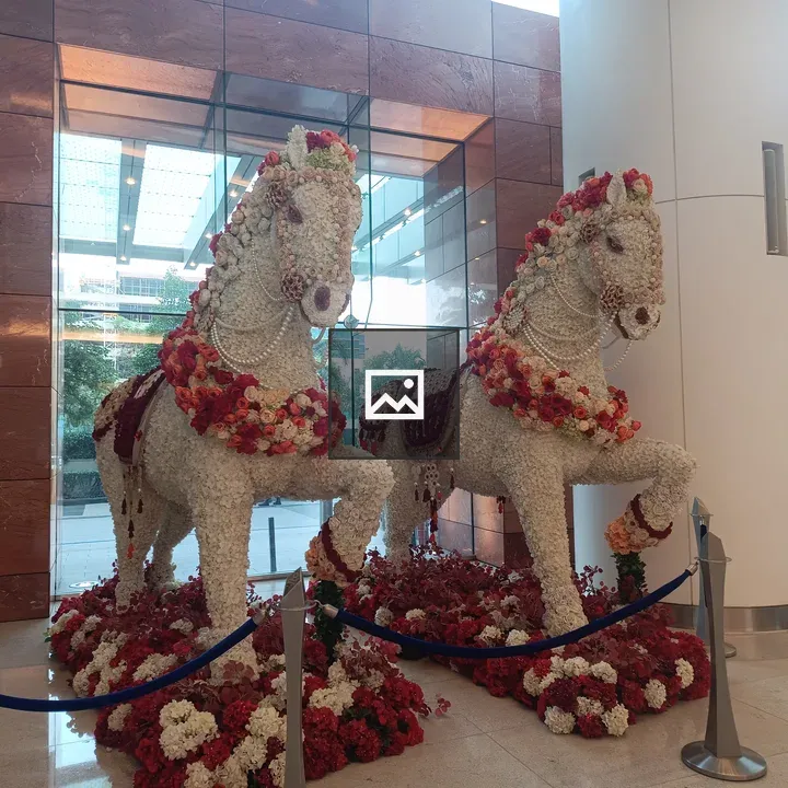 Horse sculptures in lobby