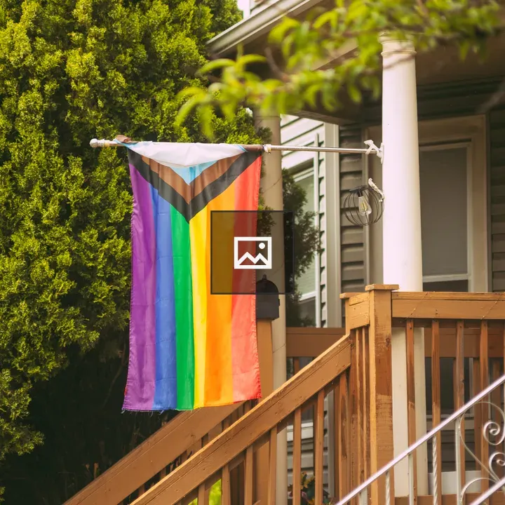 Progress Pride Flag by House Staircase
