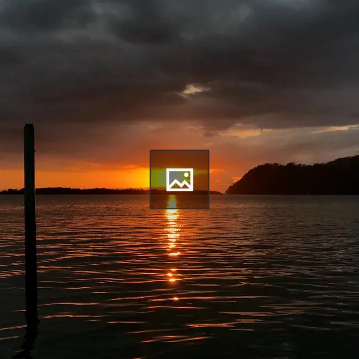 Sunset over rippling water
