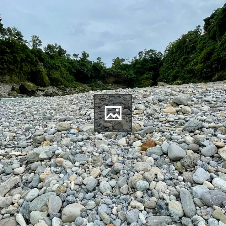 Rocky riverbed with smooth stones