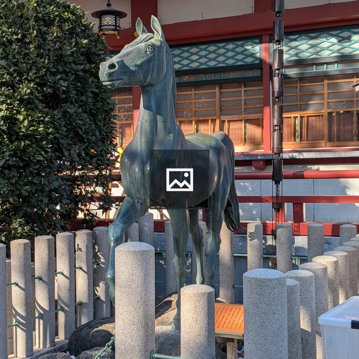 Bronze Horse Statue in Pillared Enclosure