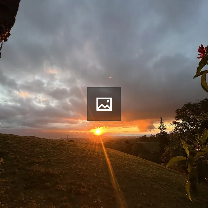 Sunset over grassy hill