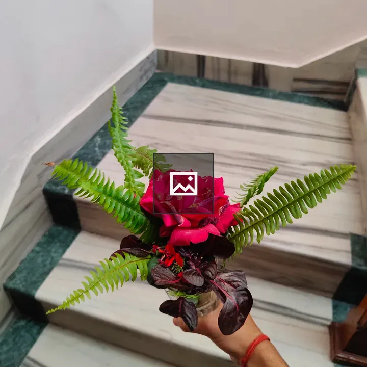 Hand with Pink Rose Bouquet