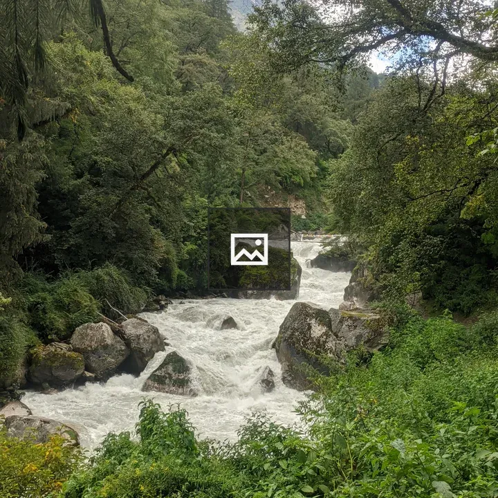 Rushing River Through Green Landscape