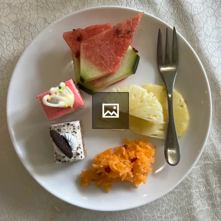 Pineapple cake and watermelon dish