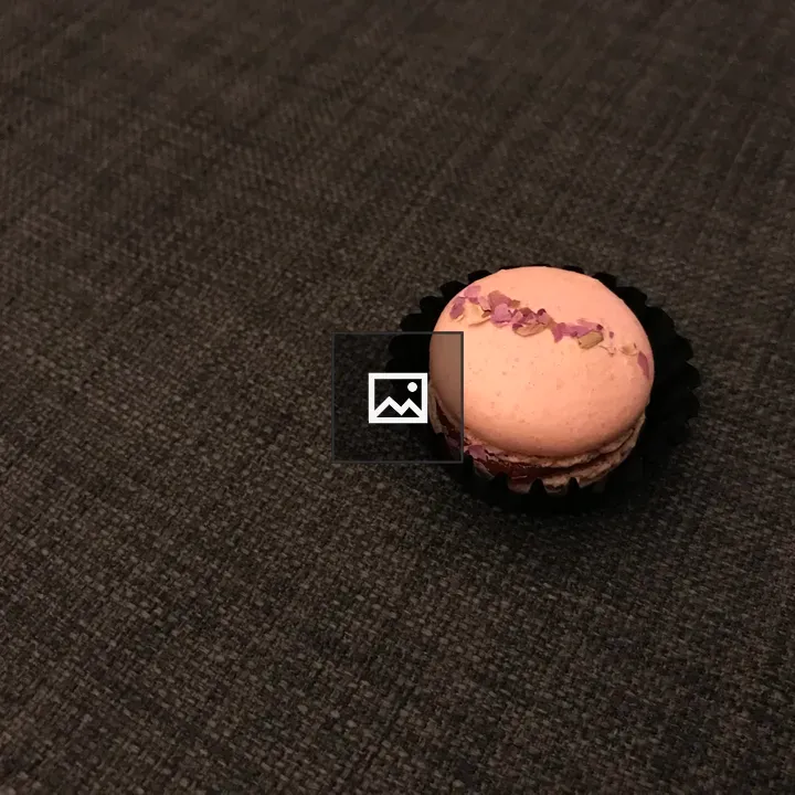 Macaron with flower garnish