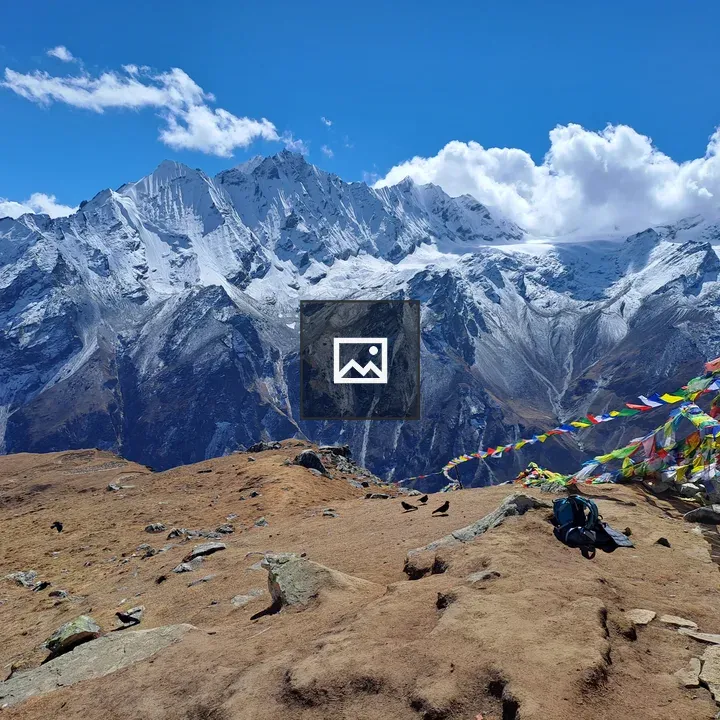 Prayer flags over Langtang mountains