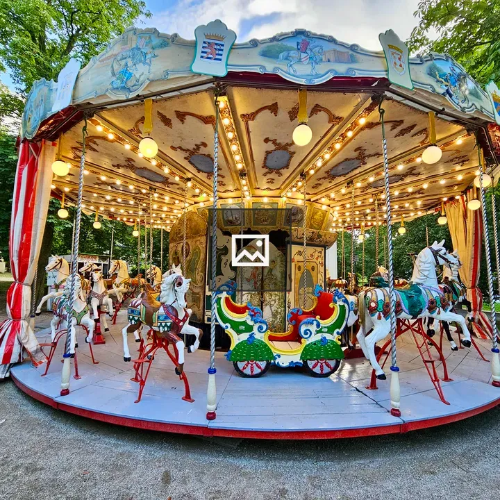 Vintage carousel in a Prague park