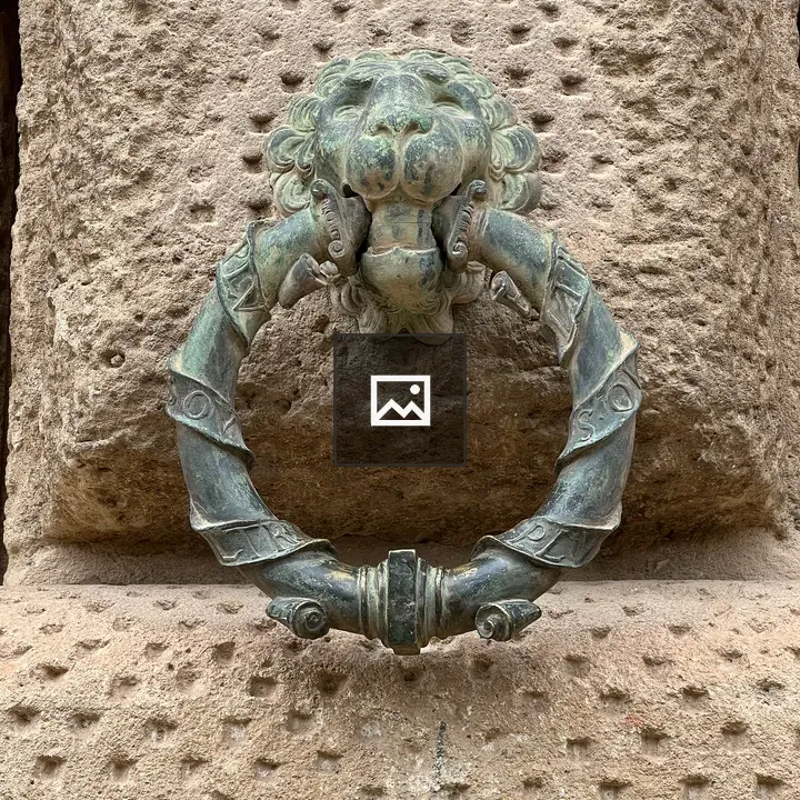 Metal ring with lion head motif