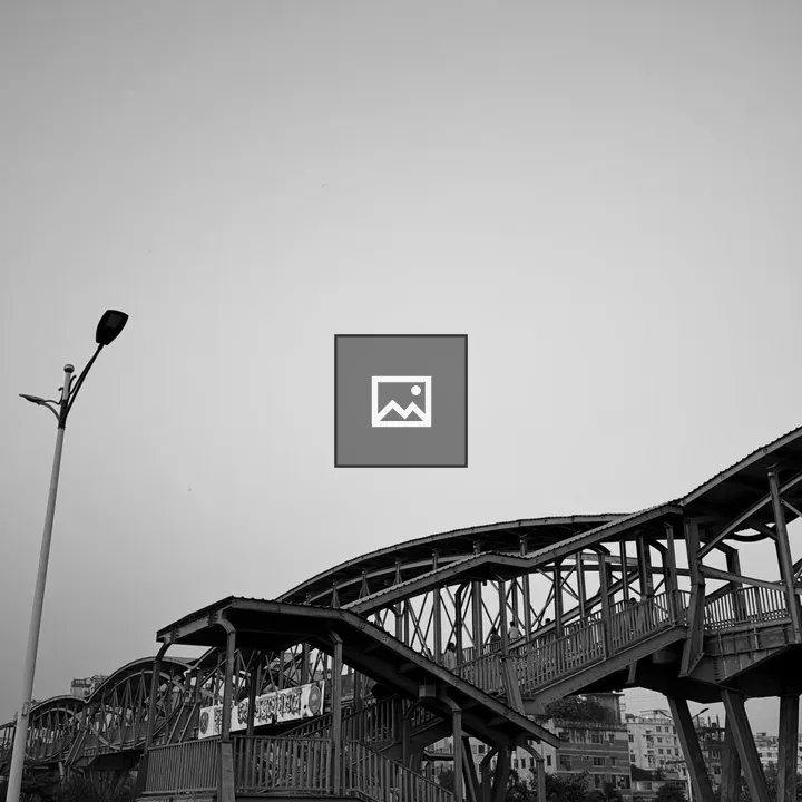Curved wooden pedestrian bridge