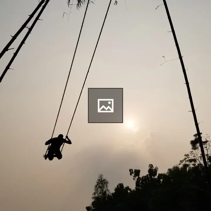 Silhouette on Bamboo Swing