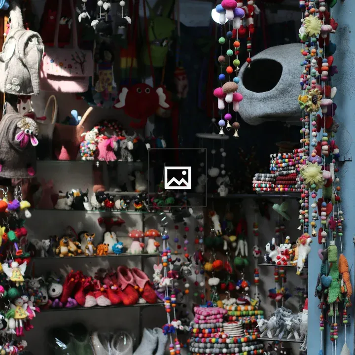 Felt items in shop interior