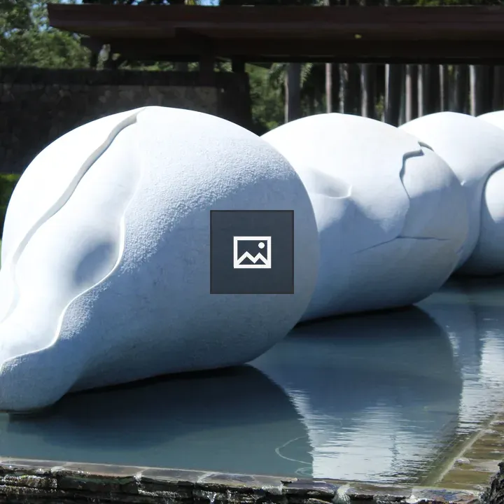 White curved stone sculptures