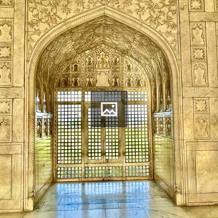 Decorated window at Agra Fort