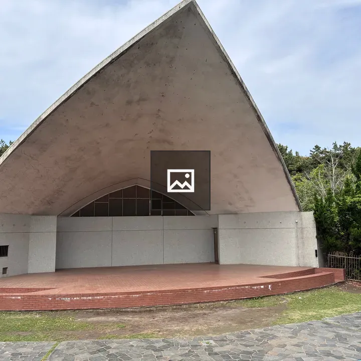 Outdoor amphitheater with curved roof