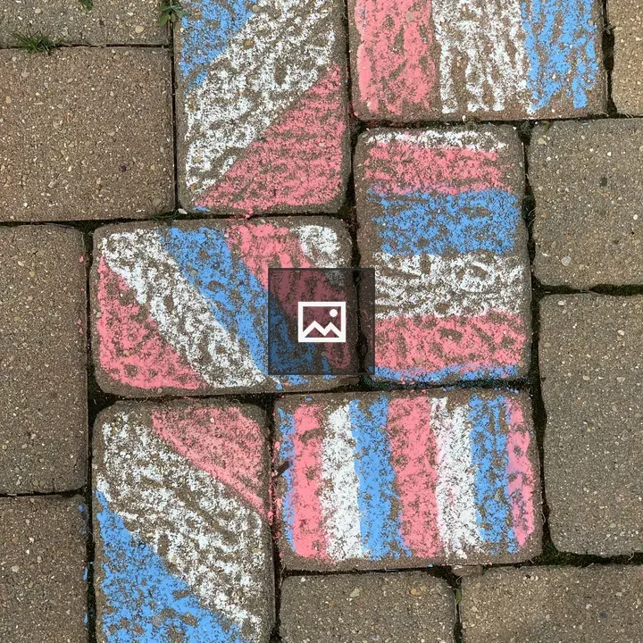 Sidewalk Chalk Art on Brick Path