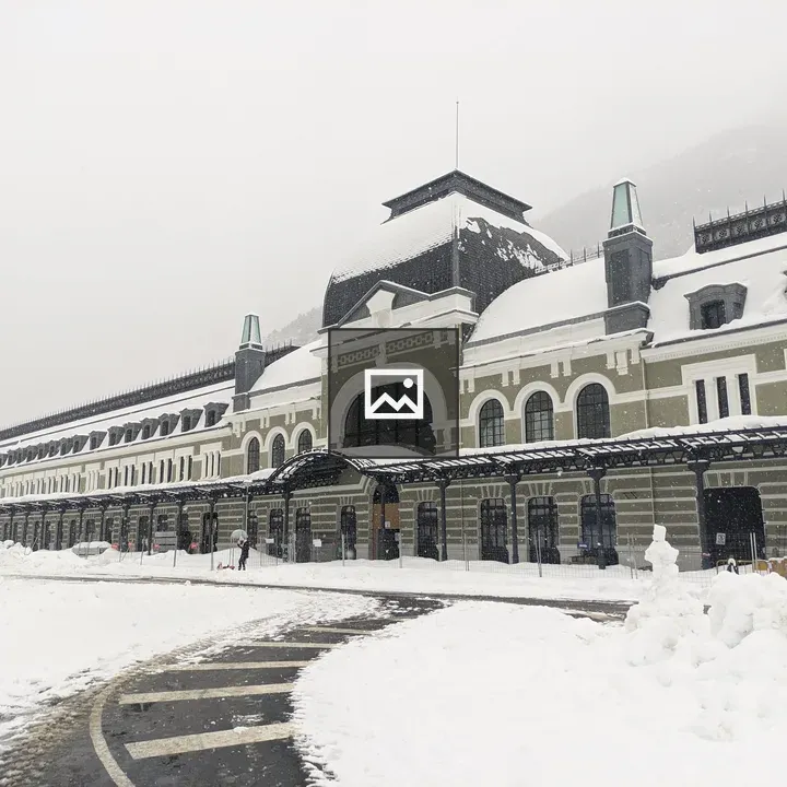 Canfranc Station on a Snowy Day