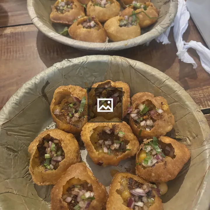 Pani puri in leaf bowls