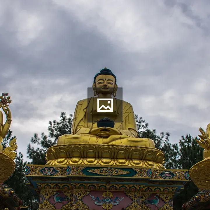 Three Golden Buddha Statues at Swayambhu Park