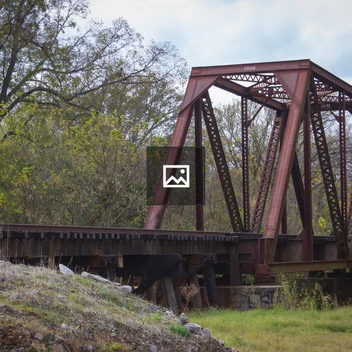 Old railroad truss bridge seen from side
