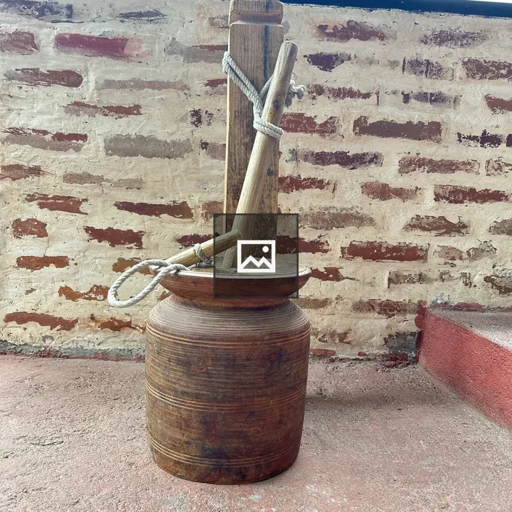 Rustic wooden butter churn