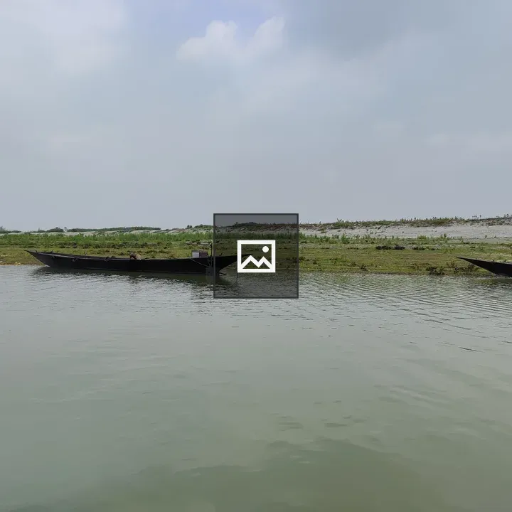 Calm river with boats