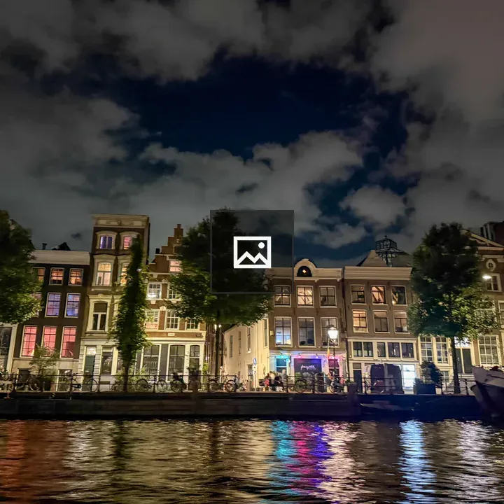 Canal houses at night