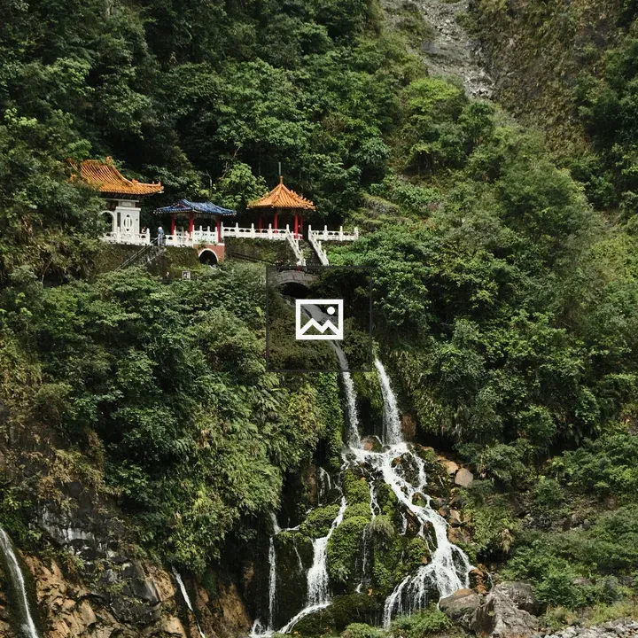 Changchun Shrine by Waterfall