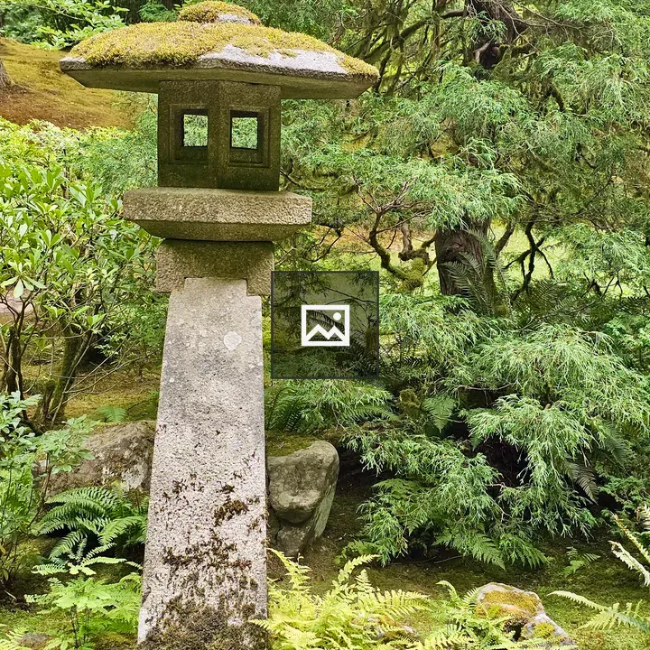 Stone lantern in Portland Japanese Garden