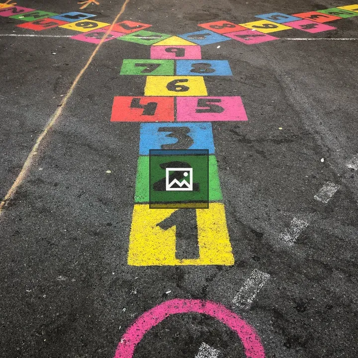 Colored numbers on floor