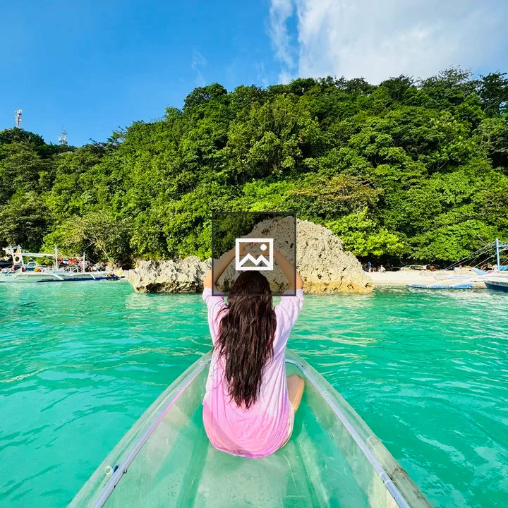 Woman in transparent kayak