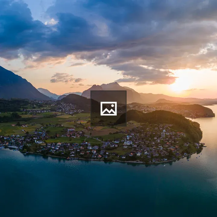 Aerial view of mountains and lake in Switzerland