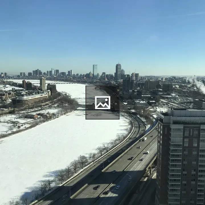 Frozen Charles River and Boston Skyline