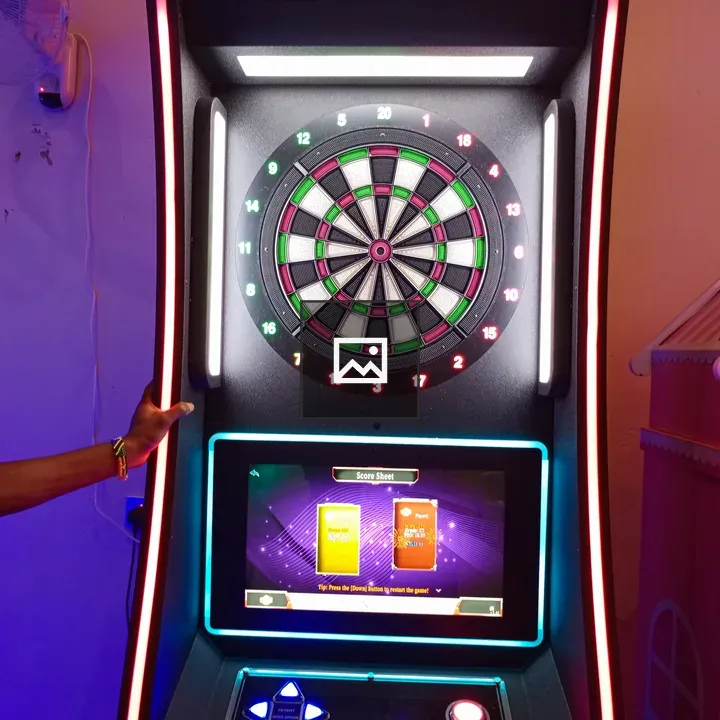 Close-up of electronic dartboard lights