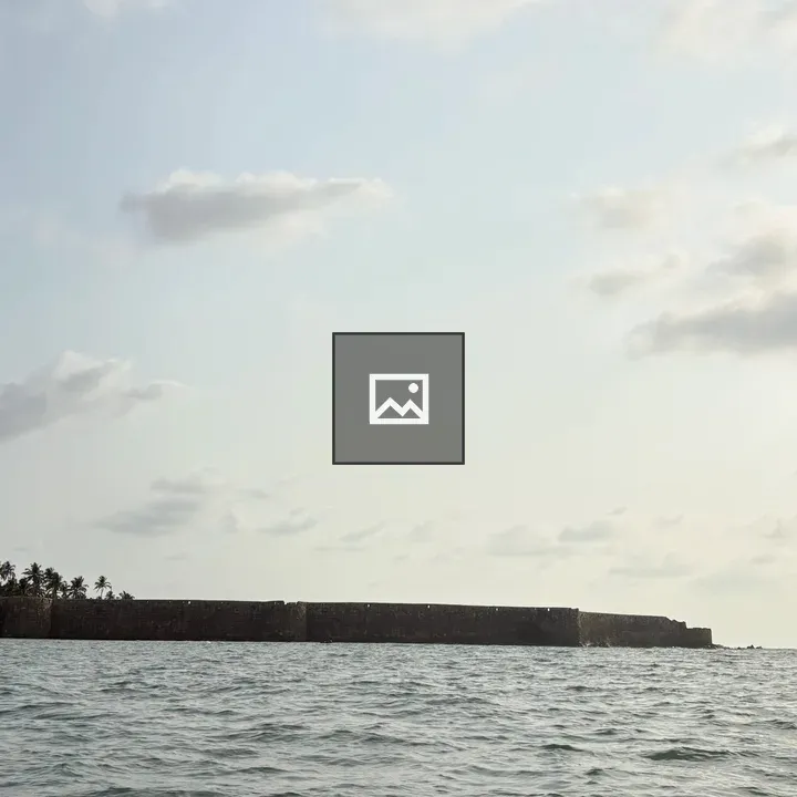 Stone fortification along shoreline