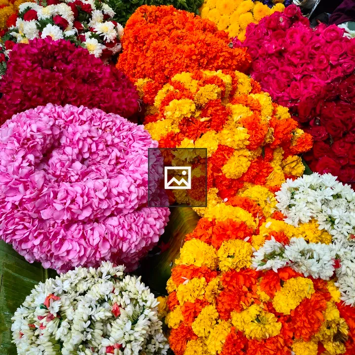 Floral garlands at market