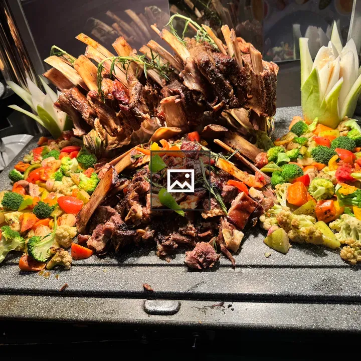 Roasted mutton rack buffet display