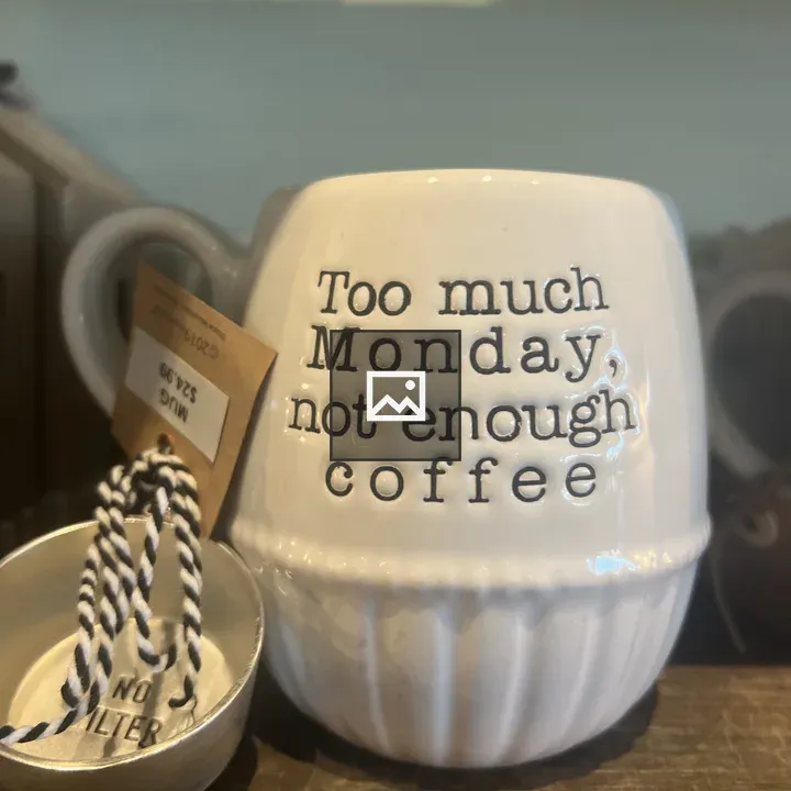 Ceramic coffee cup with text