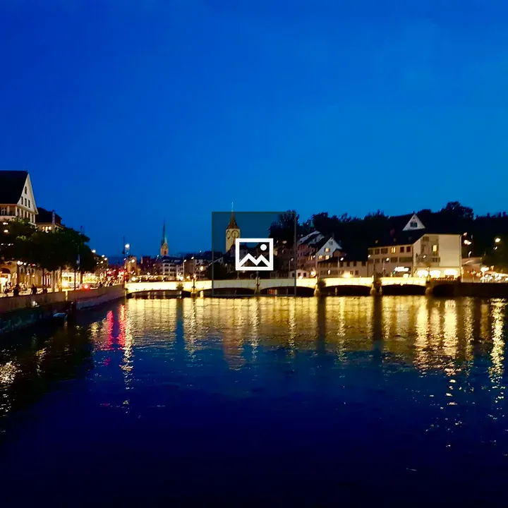 Night river city lights
