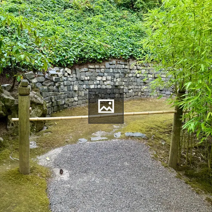 Stone wall and bamboo fence