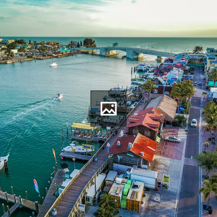 Drone view of Johns Pass, Clearwater Beach