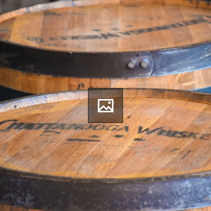 The tops of two whiskey barrels
