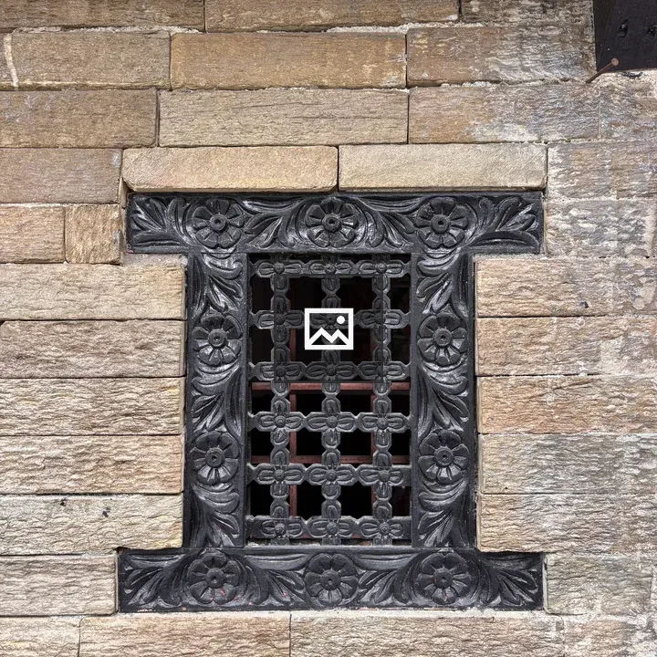 Ornate black metal grate
