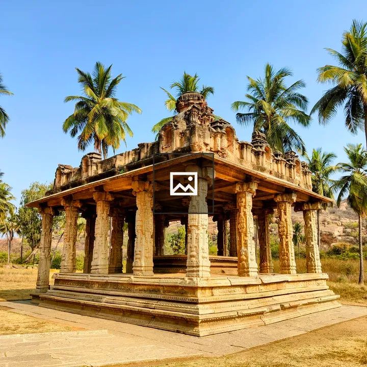 Stone pavilion mandapa in Hampi