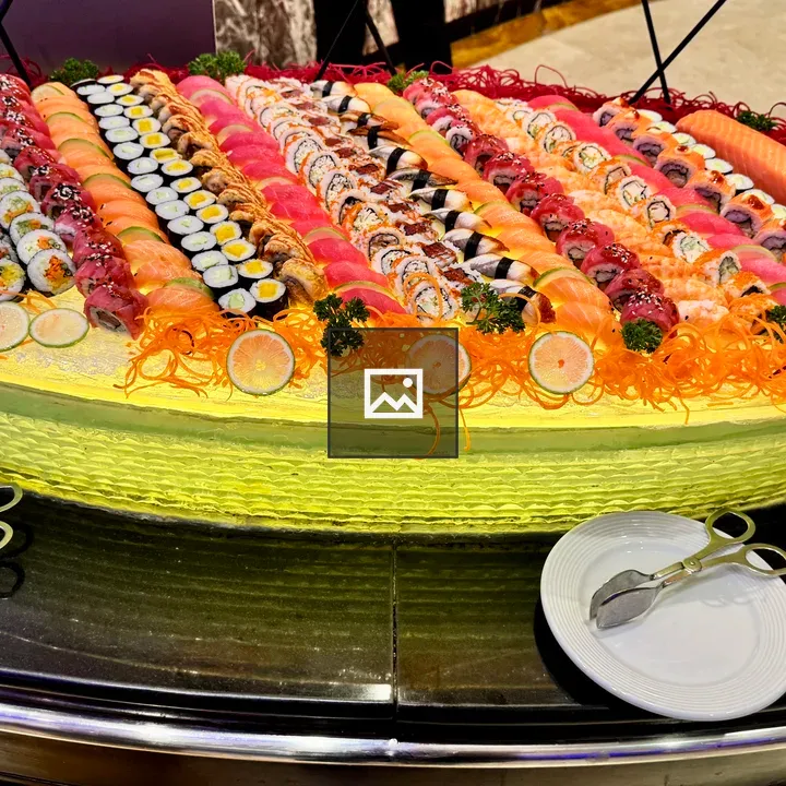 Sushi platter with assorted rolls