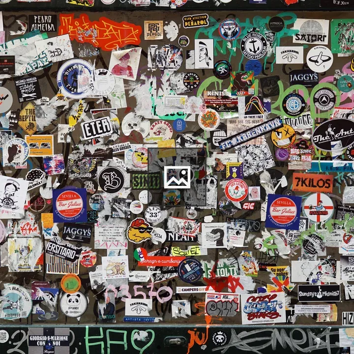 Store window with stickers